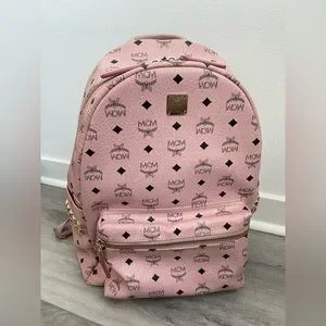 MCM  Powder Pink Backpack This Shade Pink Is RARE and Hard To Find Size Large Pink mcm backpack women | eBay main image 2